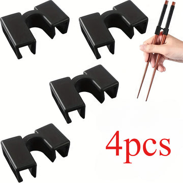Juego de 4 Palillos Reutilizables para Principiantes - Conectores Fáciles de Agarrar y Duraderos en Plástico, Ideal para Aprender a Usar Palillos para Adultos y Niños