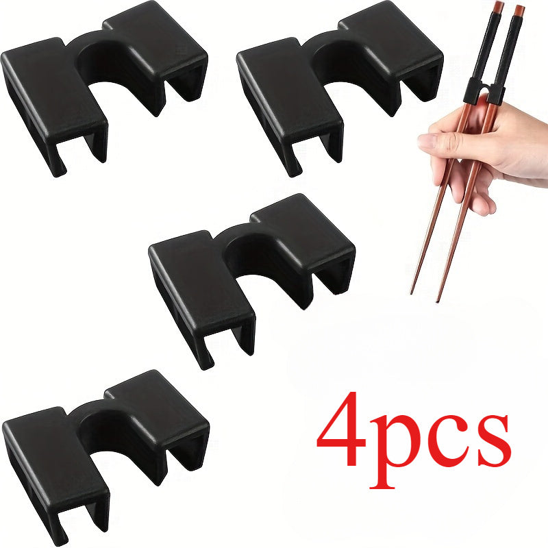 Juego de 4 Palillos Reutilizables para Principiantes - Conectores Fáciles de Agarrar y Duraderos en Plástico, Ideal para Aprender a Usar Palillos para Adultos y Niños