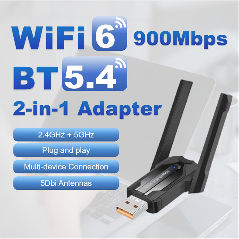Tarjeta de red inalámbrica MCPIWOHY de doble banda 5G y WiFi 5.4, conexión USB, transmisor y receptor AP, plug & play, sin necesidad de controladores, para PC y laptop