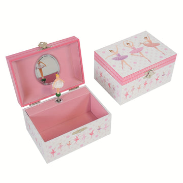Caja de Música de Bailarina de Ballet de Madera Clásica, Organizador de Joyería de Cuerda Mecánica con Figura Giratoria, No Necesita Batería, Almacenamiento de Recuerdos para Accesorios, Regalo Ideal para Cumpleaños y Fiestas