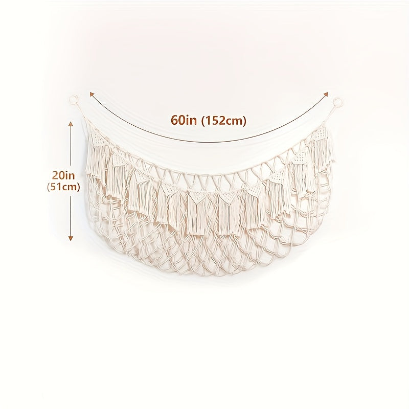 Red de Hamaca para Peluches - Organizador Colgante Boho Macramé para Almacenar Ositos y Juguetes, Ideal para Dormitorios o Habitaciones Infantiles