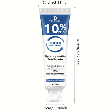Pasta de dientes con hidroxiapatita al 10%, blanqueamiento dental con hidroxiapatita, pasta limpiadora profunda con aceite esencial de menta, cuidado dental que fortalece el aliento fresco, limpieza básica, adecuada para todos