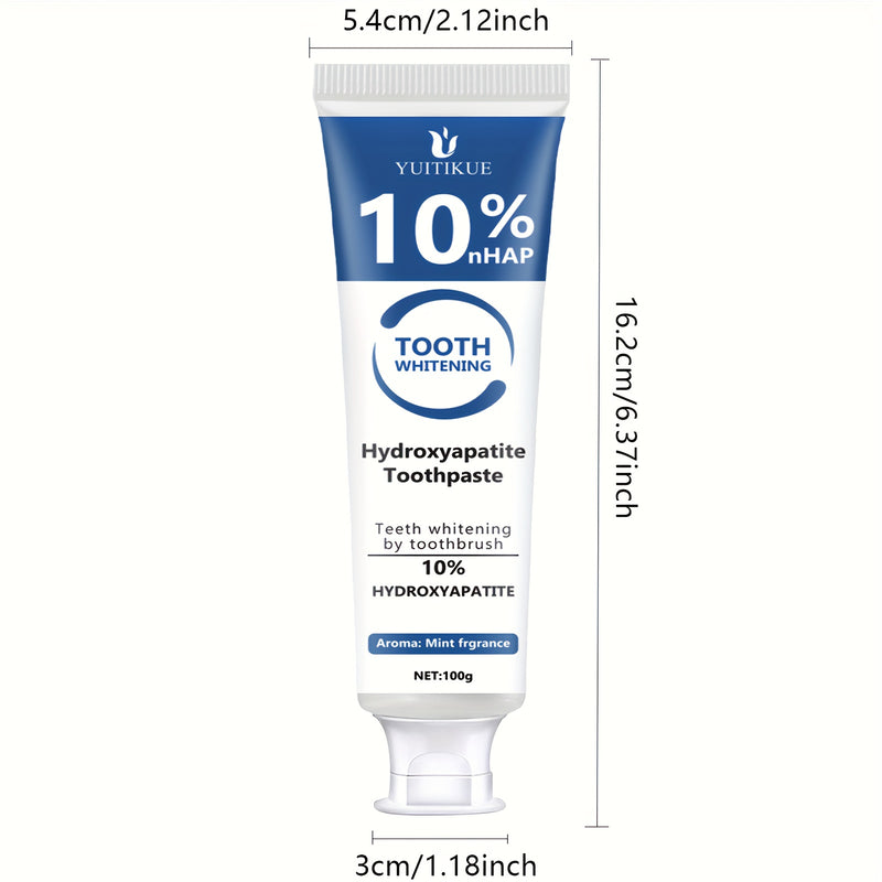 Pasta de dientes con hidroxiapatita al 10%, blanqueamiento dental con hidroxiapatita, pasta limpiadora profunda con aceite esencial de menta, cuidado dental que fortalece el aliento fresco, limpieza básica, adecuada para todos