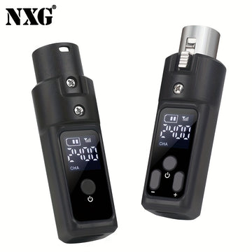 Sistema de Micrófono Inalámbrico NGUVMN con Conector XLR, Transmisión de Larga Distancia de 2.4GHz, Alimentado por USB, Sin Retroalimentación, Negro de Resina, Compatible con Micrófonos Condensadores y Dinámicos, Amplificadores y Tubos de Soplado, Superp