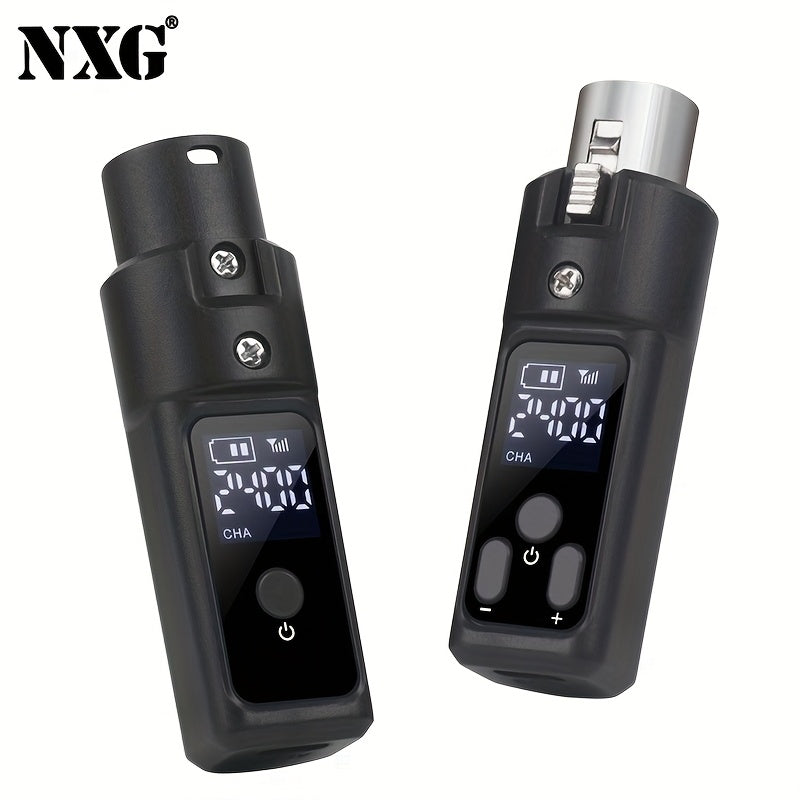 Sistema de Micrófono Inalámbrico NGUVMN con Conector XLR, Transmisión de Larga Distancia de 2.4GHz, Alimentado por USB, Sin Retroalimentación, Negro de Resina, Compatible con Micrófonos Condensadores y Dinámicos, Amplificadores y Tubos de Soplado, Superp