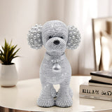 1pc Estatua de decoración de mesa para perros con cuentas de plata de resina contemporánea, para sala de estar, dormitorio, estantería, Pascua, Día del Padre, Día de la Madre, Día de San Valentín, con regalos navideños, regalos de apertura.