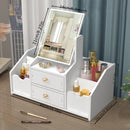 Organizador de Maquillaje de Mostrador con Espejo y Cajón, Caja de Almacenamiento de Cosméticos Impermeable al Polvo para Productos de Cuidado de la Piel, Soporte para iPhone, Sin Necesidad de Electricidad, Caddy de Maquillaje Ligero con Diseño Floral
