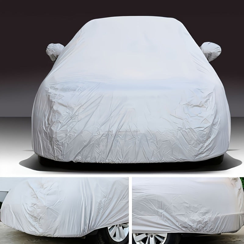 1pc Cubierta Universal para Coche Impermeable - Resistente a UV, Antilluvia, Antipolvo, Antineve, Material PEVA Duradero en Altas Temperaturas, Protección Todo-Tiempo, Apariencia Plateada, Accesorios de Coche, Funda para Auto