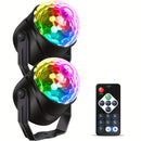 1 pieza/2 piezas de luz de fiesta, luz de DJ, bola de disco RGB, luz de frecuencia parpadeante, 7 modos de luz de escenario, adecuada para hogar, habitación, fiesta de baile, cumpleaños, DJ, karaoke, Navidad, boda, actuación, club