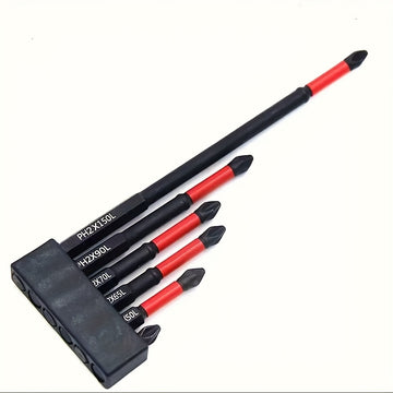 Juego de 6 piezas de cabezales magnéticos para destornillador de acero al tungsteno - mango de 1/4 pulgada, punta cruz y plana de 1 metro, rojo y , adecuados para destornilladores eléctricos y manuales