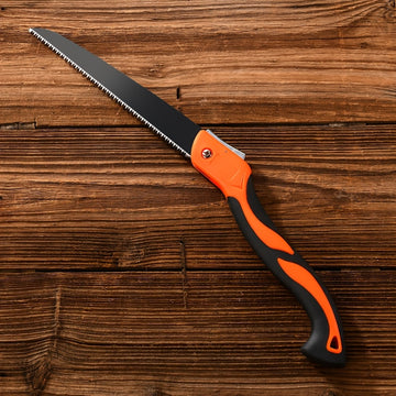 Cuchilla de mano plegable compacta para jardinería y carpintería - Hoja de metal duradera, mango ergonómico, cuchilla de poda portátil con hoja de acero SK5, diseño naranja y negro, cuchilla de carpintería | Diseño ergonómico | Cuchilla de metal duradera