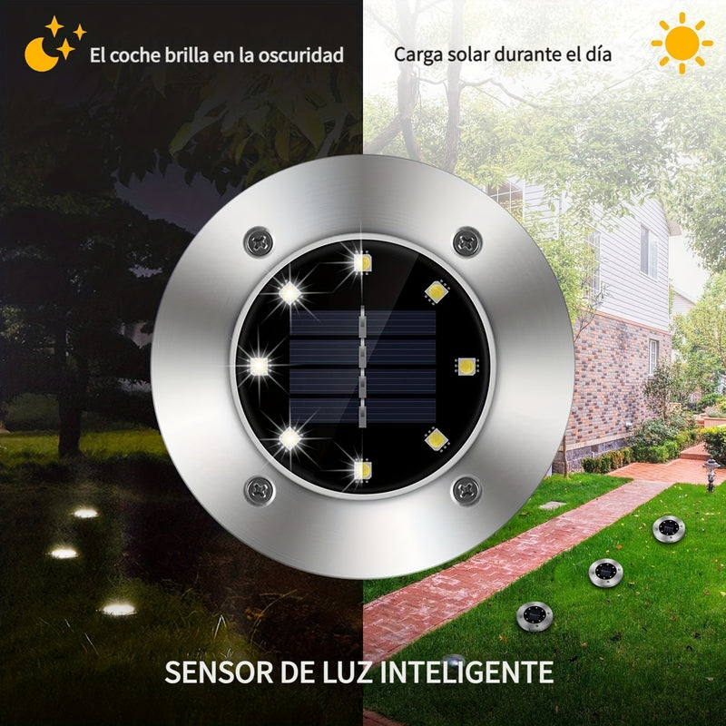 4/8/10/12 piezas de luces solares de disco, luces solares para jardín, 8 luces LED mejoradas para exteriores, luces de paisaje IP65 para caminos, patios, terrazas, césped, patios, senderos