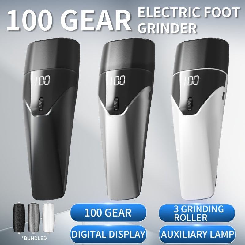 1 Máquina de cuidado de pies recargable con 3 cabezales de molienda de reemplazo para exfoliación suave, carga USB, portátil y fácil de usar, cuida los talones secos y agrietados, color ligeramente beige, "Elimina rápidamente y muerte ligeramente beige",