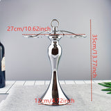 1pc Soporte Colgante para 4 Botellas de Vino en Metal Pulido - Diseño Artístico Ahorrador de Espacio para Cocina, Bar o Comedor - Estante Decorativo Multiusos con Acabado Metálico Brillante y Vidrio Transparente, Construcción Duradera