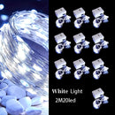10 piezas de luces de hadas que funcionan con pilas, 20 luces LED de cadena mini, luces de estrellas de luciérnagas, adecuadas para el día de San Valentín, bodas, fiestas, luces intermitentes navideñas