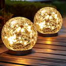 2 Piezas de Luces Solares Globos Impermeables para Exteriores - Bolas de Vidrio Agrietado, Decoraciones para Patio y Jardín Exterior