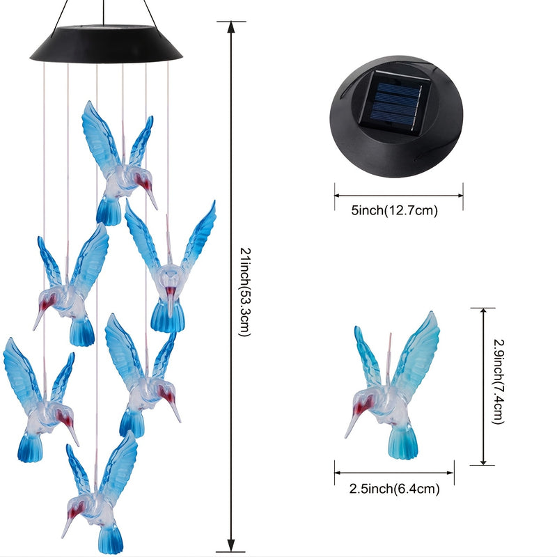 Carillones de viento solares azules hermosos - ¡Añade un ambiente colorido a tu espacio exterior!