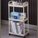 Carrito organizador de 3 niveles con ruedas fáciles de mover, marco de acero inoxidable duradero y estantes blancos de plástico, organizador multiusos para cocina, baño, dormitorio, ideal para contenedores de especias, utensilios, toallas, artículos de t