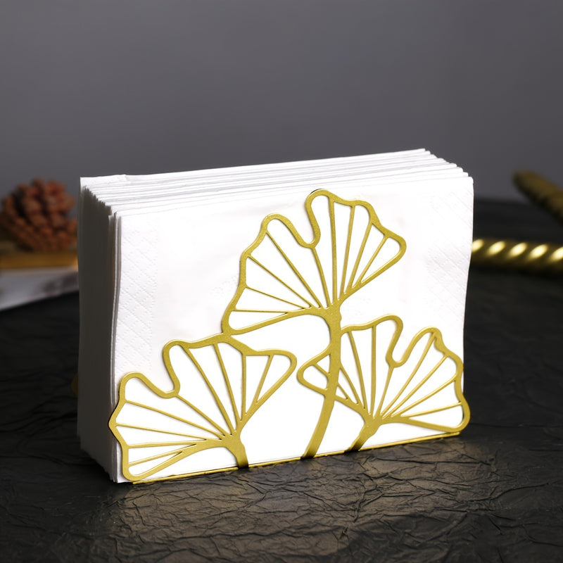 Elegante Porta Servilletas de Hoja de Ginkgo de Metal - Perfecto para Mesas de Comedor y de Café, Decoración de Cocina, Ideal para Restaurantes, Hoteles, Cafeterías