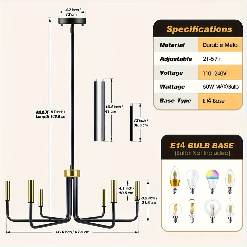 6 Luces Lámpara de Techo Estilo Rústico, y Dorado, Iluminación para Comedor, Accesorios Colgantes Modernos e Industriales para Dormitorio, Entrada, Sala y Recibidor, Base E14 (Bombillas No Incluidas)