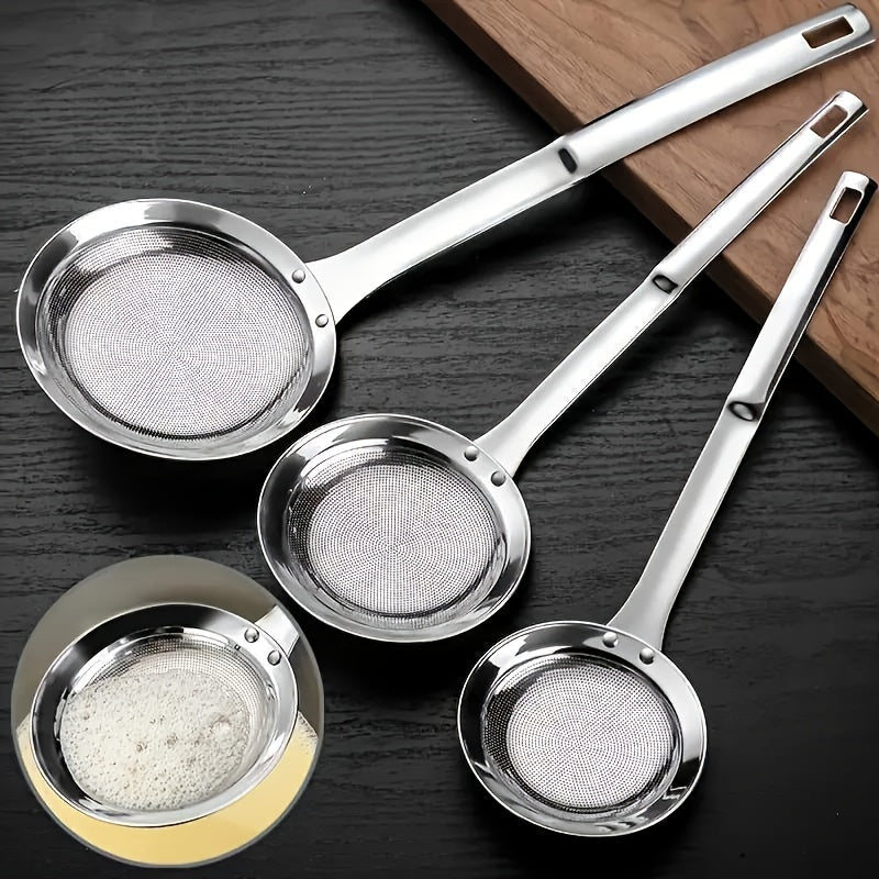 1pc Cuchara Separadora de Aceite de Acero Inoxidable - Colador de Malla Fina para Uso en Cocina y Restaurante, Grado 304 Duradero
