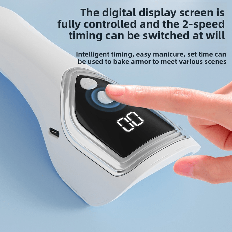 Secador de Uñas LED Portátil Recargable - Lámpara Mini para Gel con Pantalla Digital, Diseño Ergonómico para Manicura Rápida y Fácil, Carga USB, Blanco | Luz Moderna para Uñas | Acabado Brillante, Esmalte en Gel