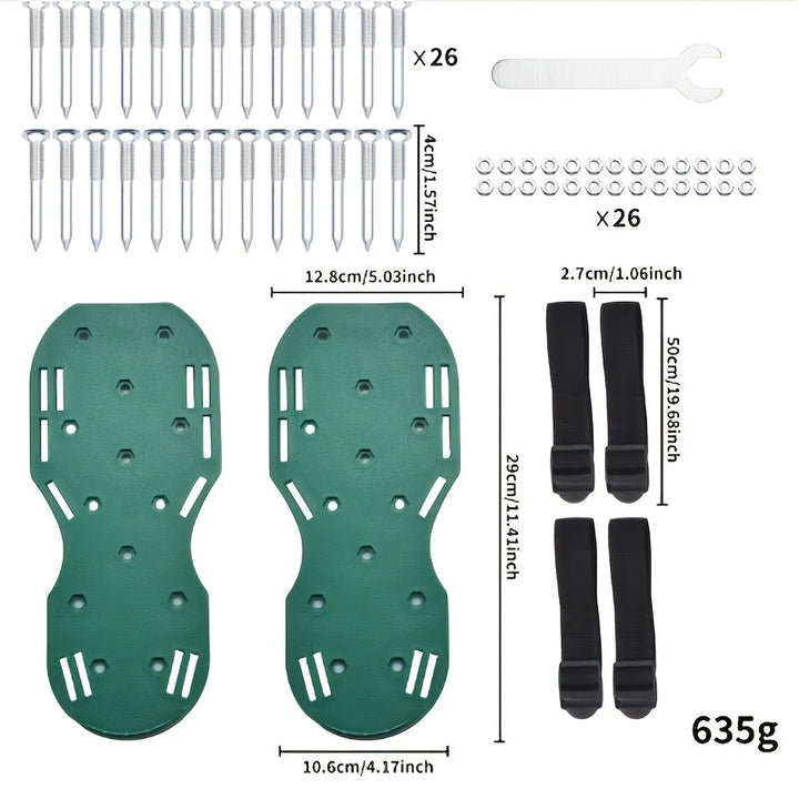 Un par de zapatos de jardín con clavos de 4.19 cm, ventiladores de césped de plástico y hierro resistentes, puntas de resina epoxi autoequilibradas para césped suelto y corte de pasto, herramientas manuales de jardinería, calzado robusto para exteriores,