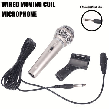 1 micrófono de bobina móvil con cable profesional Rzosom, micrófono dinámico de mano con conector de 6,35 mm, patrón polar unidireccional, para karaoke, sistemas de megafonía, amplificadores, mezcladores, teclados electrónicos, transmisión en vivo, graba