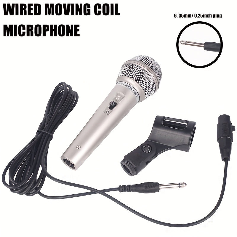 1 micrófono de bobina móvil con cable profesional Rzosom, micrófono dinámico de mano con conector de 6,35 mm, patrón polar unidireccional, para karaoke, sistemas de megafonía, amplificadores, mezcladores, teclados electrónicos, transmisión en vivo, graba