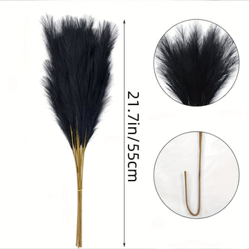 16 piezas de hierba de las pampas artificial, ramo negro esponjoso de 55.12 cm, decoración bohemia para el hogar, bodas, fiestas y arreglos en florero