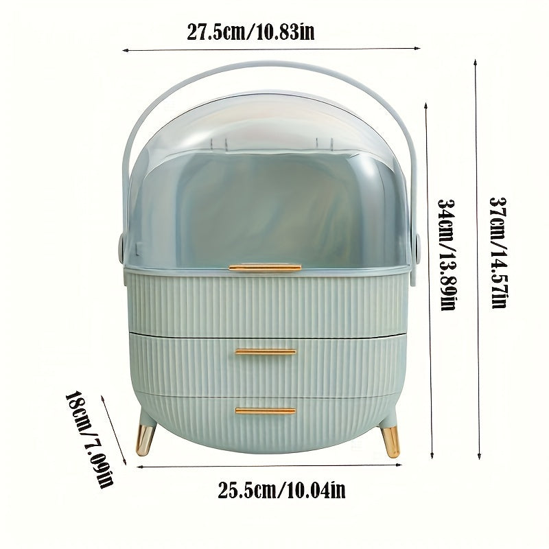 Organizador de Maquillaje Transparente Portátil con Cajón - Caja de Almacenamiento de Cosméticos a Prueba de Polvo para Cuidado de la Piel, Lápiz Labial y Mascarillas - Ideal para el Mostrador del Baño