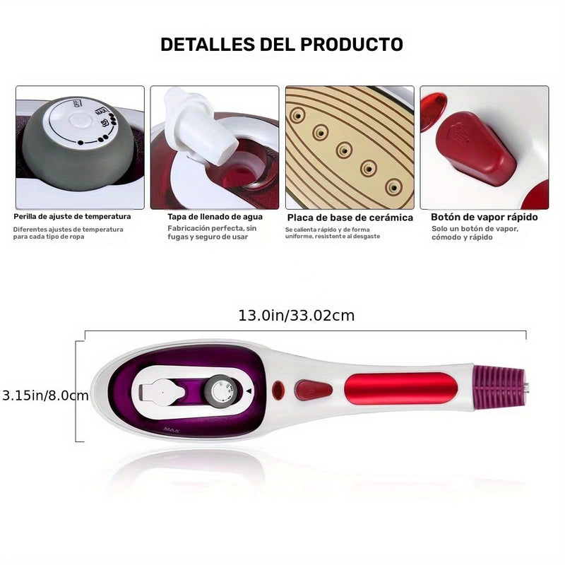 Plancha de vapor portátil ESUPER 2 en 1, temperatura ajustable, 800W, alta presión, con plástico ABS, sin batería, 110V-130V, enchufe americano, ideal para viajes y uso en el hogar, compacta y duradera