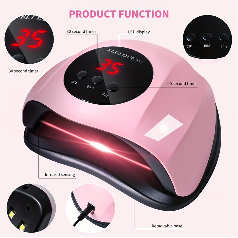 Lámpara de uñas LED con 3 configuraciones de temporizador, sensor automático, 24 fuentes de luz doble, alimentada por USB, sin fragancia - Ideal para secar uñas rápidamente en un salón de belleza en casa, lámpara de secado de uñas|Pantalla LED vibrante|C