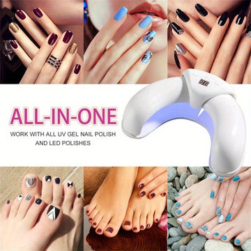 Lámpara de inducción retráctil en forma de U con forma de media luna, luz de arte de uñas, lámpara de gel con pantalla digital, 3 velocidades disponibles, portátil y plegable, regalo ideal para Halloween, Pascua, San Valentín, Acción de Gracias, etc.