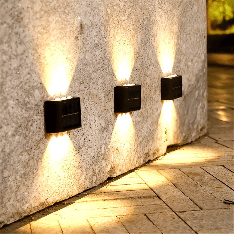 2 luces solares para pared con 6 LED, lámpara decorativa para jardín, exterior y paisajismo