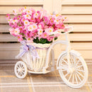 1 Macetero Elegante de Bicicleta Blanca con Cesta de Enredadera Rosa - Decoración Plástica Estilosa para Hogar, Ideal para Sala, Escritorio o Librería | Perfecto para Supermercados y Ramos, Adorno de Bicicleta