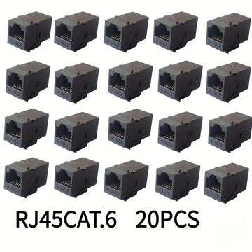 20pcs Adaptadores de Red Ethernet RJ45 CAT6 - Alta Velocidad 1Gbps, Macho a Macho , 100Mhz 10Mbps por Par, Cables Cat6 Duraderos para Oficina en Casa y Servidor Gaming, Instalación Fácil Sin Necesidad de Energía, Conectividad Inteligente, Construcción Ro