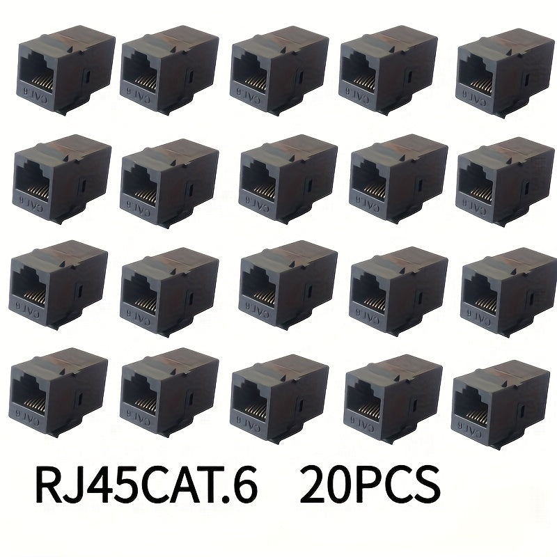 20pcs Adaptadores de Red Ethernet RJ45 CAT6 - Alta Velocidad 1Gbps, Macho a Macho , 100Mhz 10Mbps por Par, Cables Cat6 Duraderos para Oficina en Casa y Servidor Gaming, Instalación Fácil Sin Necesidad de Energía, Conectividad Inteligente, Construcción Ro