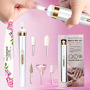 Kit de 5+1, 6 piezas para Taladro Eléctrico de Uñas con Quitaúñas y Pulidor Recargable Beige Claro para Manicura de Manos y Pies