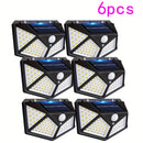 3pcs/6pcs/Luces Solares Exteriores 100 LED Super Ahorro de Energía, Luz de Seguridad con Sensor de Movimiento, Aplique de Pared con Alcance de 270°, Luces Solares Inalámbricas con 3 Modos para Jardín, Césped, Patio, Valla y Entrada
