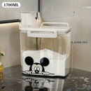 Contenedor de detergente para ropa con diseño de Mickey Mouse, 1 unidad, tapa medidora, gran capacidad, recipiente sellado para suministros de lavandería, cubeta de almacenamiento para ropa, diseño divertido, plástico duradero