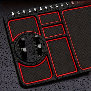 Soporte para Teléfono de Tablero del Coche con Placa de Matrícula Temporal y Aromaterapia, Base Antivibración Universal, Alfombrilla Antideslizante Compatible con 4 en 1