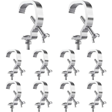 10-Unidad de Sujeción de C de Plata Gris para Iluminación de Escenario, 1.18-2 Pulgadas, Ajuste de Tubo de 30-50mm OD, Capacidad de Carga de 24,95KG, Sin Cargar, No Requiere Batería, Sujeción de Truss Versátil para Luces de Punto DJ y Luces de Cabeza Móv
