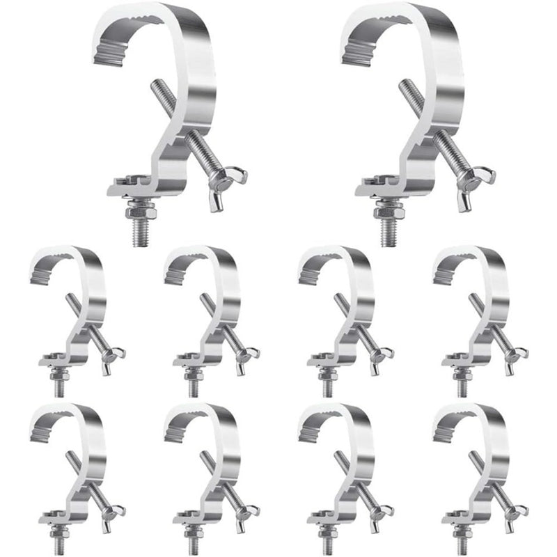 10-Unidad de Sujeción de C de Plata Gris para Iluminación de Escenario, 1.18-2 Pulgadas, Ajuste de Tubo de 30-50mm OD, Capacidad de Carga de 24,95KG, Sin Cargar, No Requiere Batería, Sujeción de Truss Versátil para Luces de Punto DJ y Luces de Cabeza Móv
