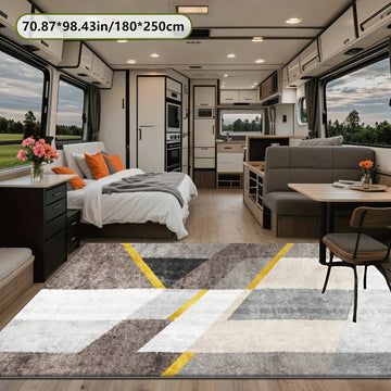 Estampado plano 2D con patrón geométrico exquisito, alfombra decorativa de estilo moderno 1 pieza, picnic, RV, balcón, patio, cubierta, camping, decoración de vacaciones para interiores y exteriores disponibles en múltiples escenas, tamaños múltiples opc