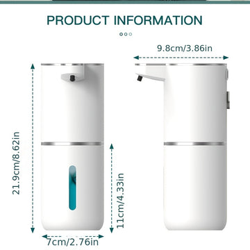 Dispensador de jabón inteligente con sensor automático sin contacto, capacidad de 380ml, flujo ajustable en 4 niveles, pantalla de energía eléctrica, líquido reemplazable libremente, carga rápida USB