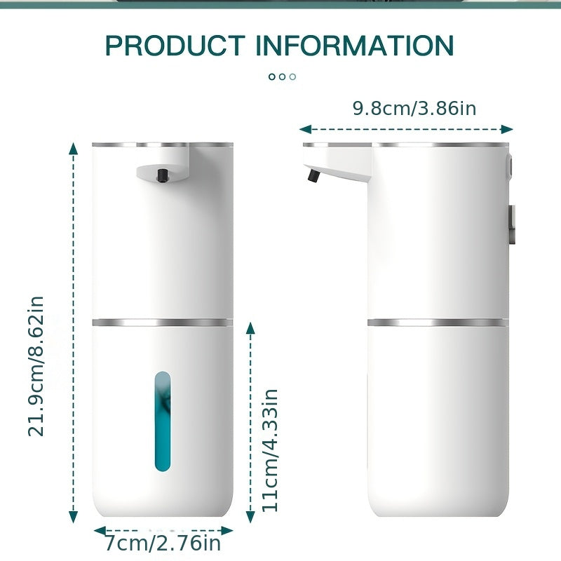 Dispensador de jabón inteligente con sensor automático sin contacto, capacidad de 380ml, flujo ajustable en 4 niveles, pantalla de energía eléctrica, líquido reemplazable libremente, carga rápida USB