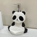 Porta jabón y dispensador de loción 2 en 1 con diseño de panda, multifuncional para baño, cocina o dormitorio, independiente, sin necesidad de electricidad, ideal para jabón, champú, gel de baño, detergente y accesorios de baño