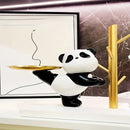 Bandejita de joyería de resina de panda con soporte metálico - Organizador decorativo chic para anillos, pulseras, collares - Regalo ideal para ancianos, amigos, maestros - Accesorio de dormitorio elegante