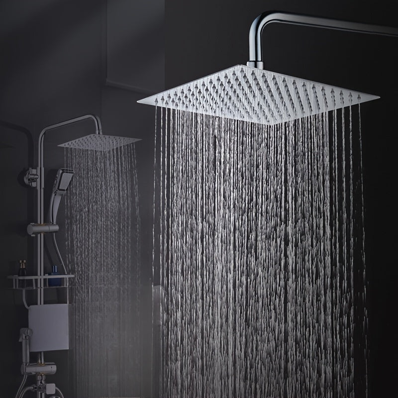 Cabezal de ducha grande de acero inoxidable de 20.32 cm, cuadrado y redondo, para montaje en techo, con control desviador, acabado pintado contemporáneo, fácil instalación por inserción, múltiples ajustes de rociado, ideal para modernizar el baño, acabad